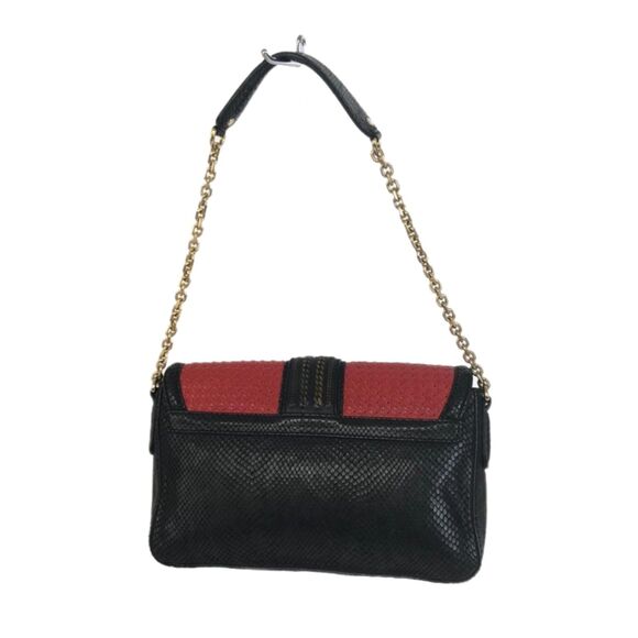 MCM Red & Black Embossed Snakeskin Leather w/ Gold Chain Shoulder Bag, VGUC - Picture 3 of 14